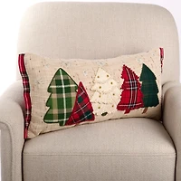 Plaid Christmas Trees Lumbar Pillow
