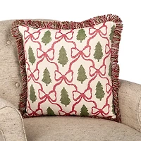 Jacquard Trees and Bows Pillow