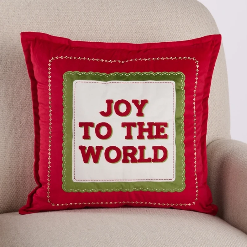 Red Joy to the World Pillow