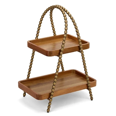 Victoria Gold Bead 2-Tier Decorative Tray