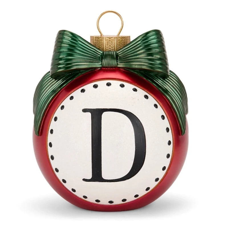 Red & Green Monogram D Christmas Ornament Statue
