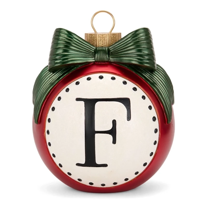 Red & Green Monogram F Christmas Ornament Statue