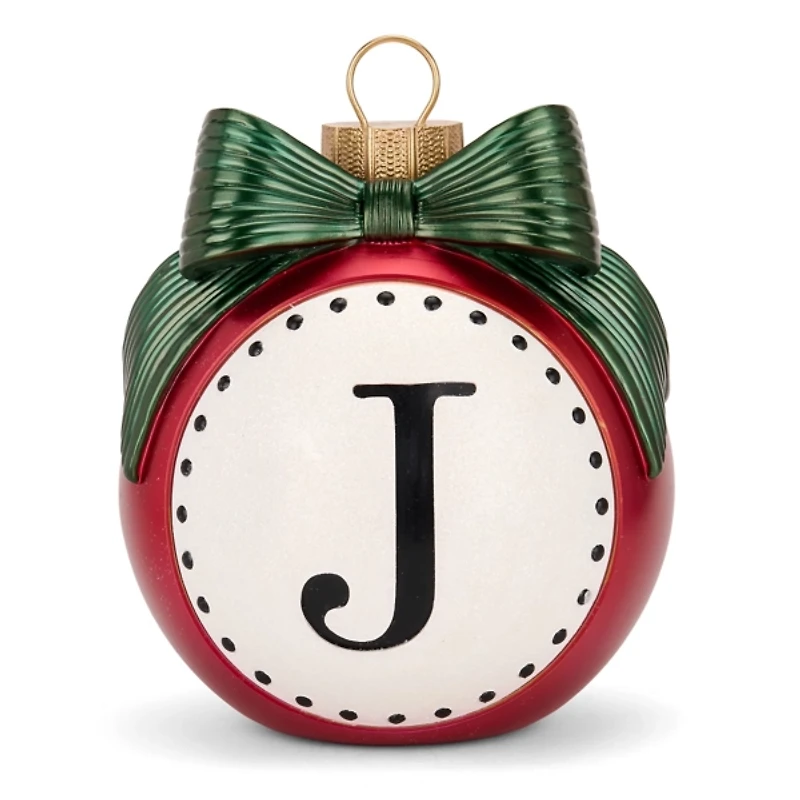 Red & Green Monogram J Christmas Ornament Statue