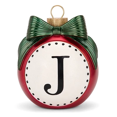 Red & Green Monogram J Christmas Ornament Statue