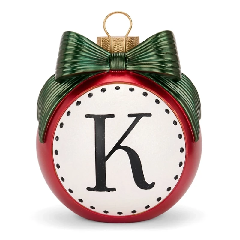 Red & Green Monogram K Christmas Ornament Statue