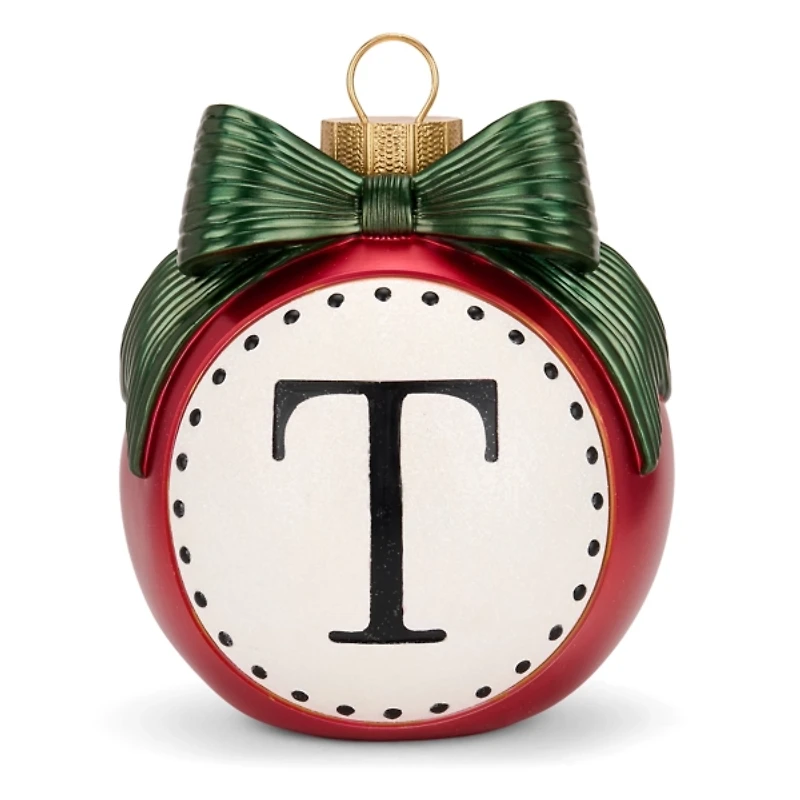 Red & Green Monogram T Christmas Ornament Statue