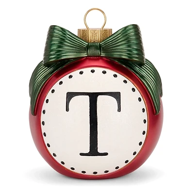 Red & Green Monogram T Christmas Ornament Statue