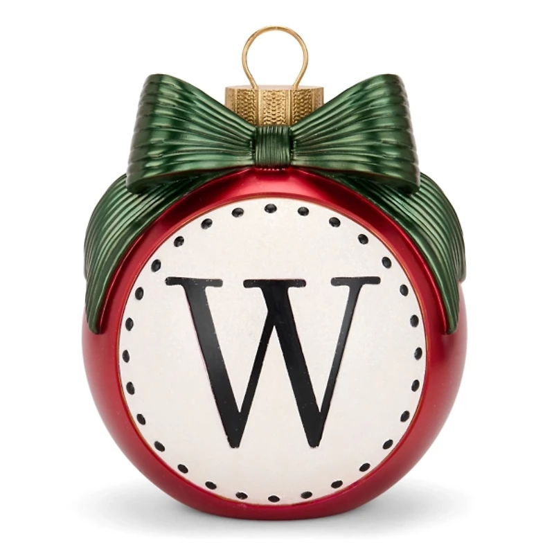 Red & Green Monogram W Christmas Ornament Statue