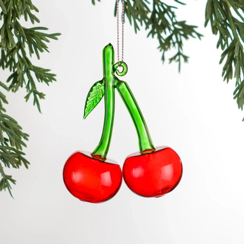 Glass Cherry Christmas Ornament