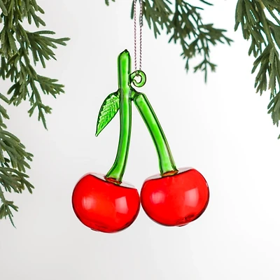 Glass Cherry Christmas Ornament