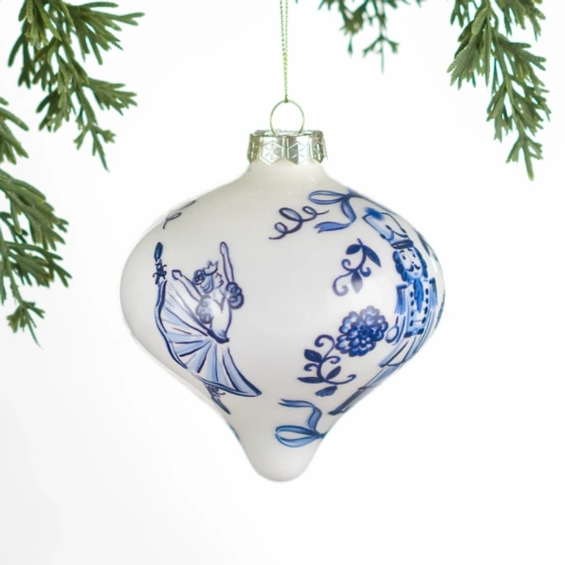 Blue Glass Nutcracker Christmas Ornament