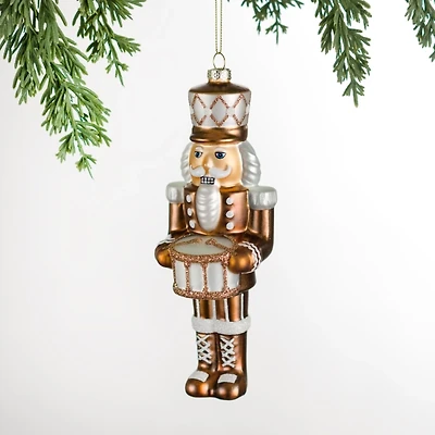 Holly Nutcracker Glass Christmas Ornament