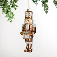 Holly Nutcracker Glass Christmas Ornament