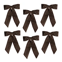 Chocolate Velvet Diamond Bow Ornaments, Set of 6