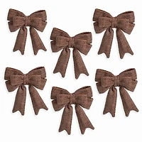 Chocolate Knit Bow Ornaments, Set of 6