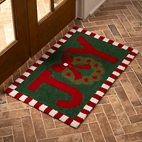 Joy Wreath Hooked Floor Mat