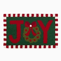 Joy Wreath Hooked Floor Mat