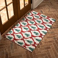 Christmas Trees & Bow Reversible Scatter Rug