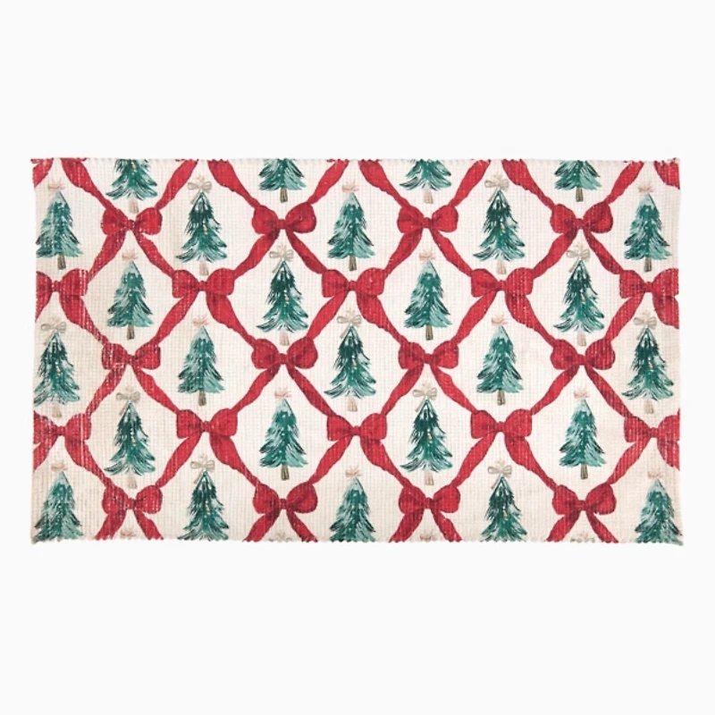 Christmas Trees & Bow Reversible Scatter Rug