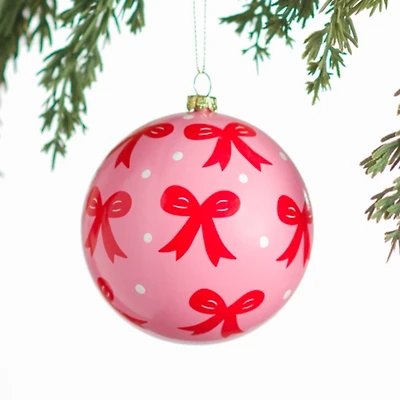 Pink and Red Bows Ornament, 4 in.