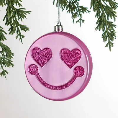 Pink Smiley Face Ornament