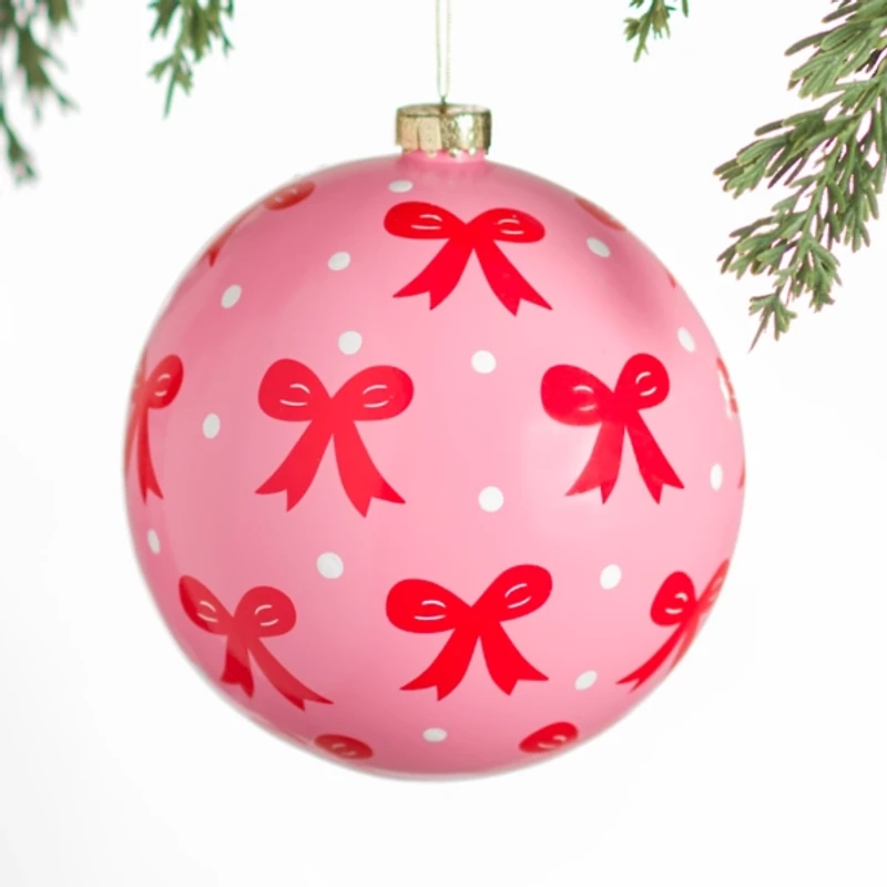Pink and Red Bows Ornament, 6 in.