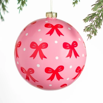Pink and Red Bows Ornament, 6 in.