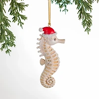 Seahorse with Santa Hat Christmas Ornament