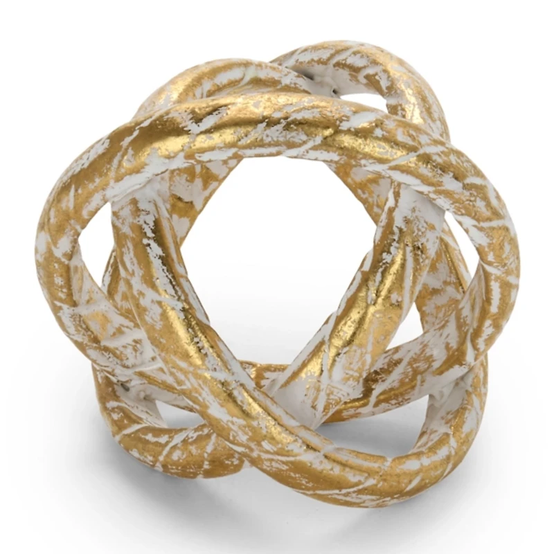 Gold Whitewash Metal Braid Orb, 6.5 in.