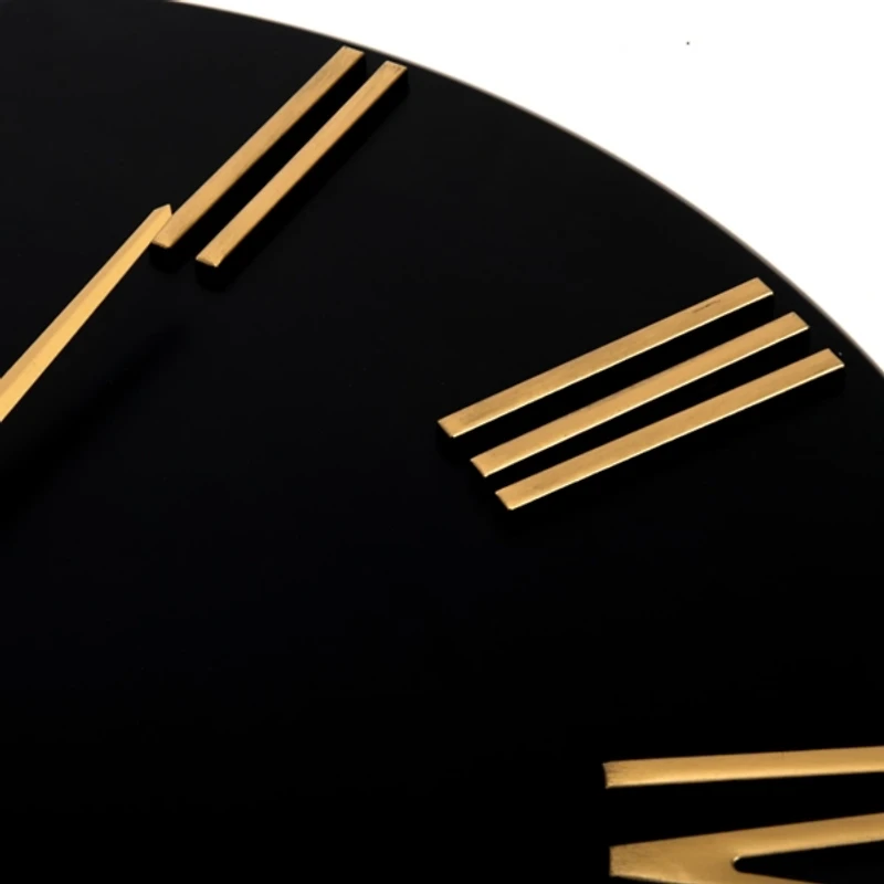 Drew Black and Gold Metal Wall Clock