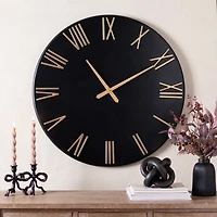 Drew Black and Gold Metal Wall Clock