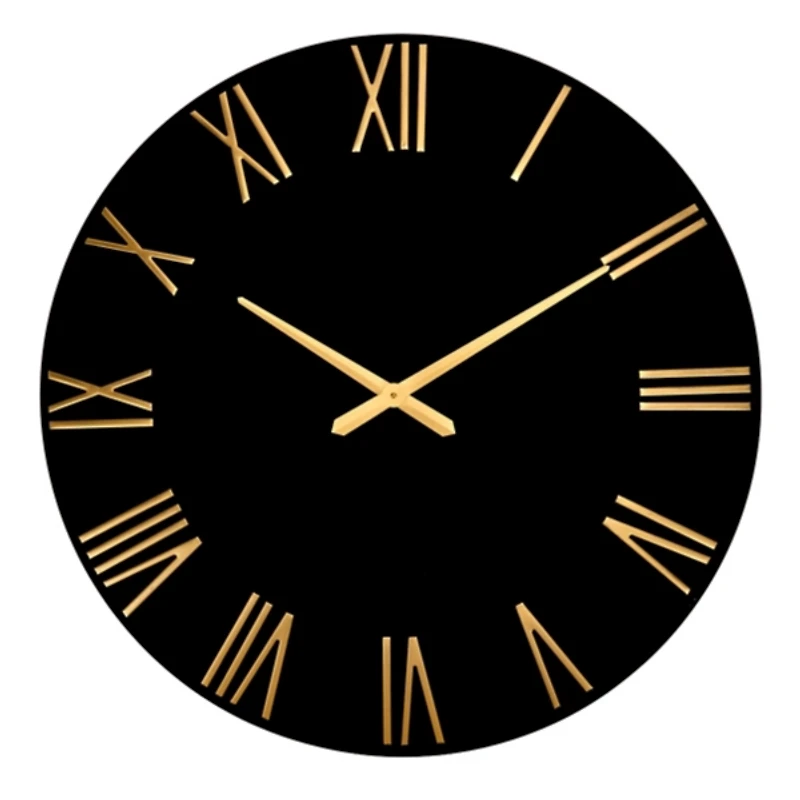 Drew Black and Gold Metal Wall Clock