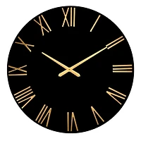 Drew Black and Gold Metal Wall Clock