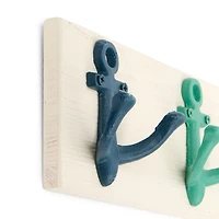 White and Blue Anchor Wall Hooks