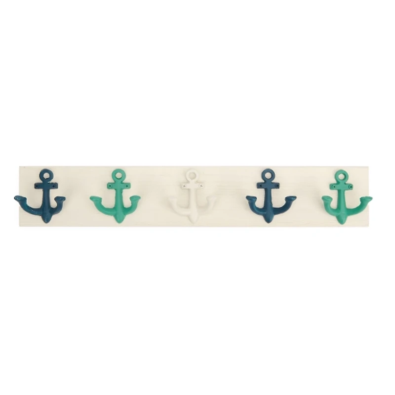 White and Blue Anchor Wall Hooks