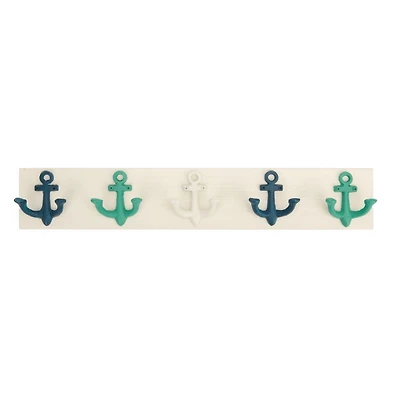 White and Blue Anchor Wall Hooks