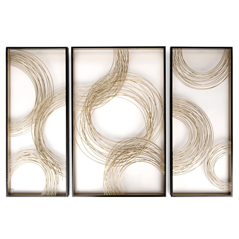 Gold Metal Circles Wall Plaques, Set of 3