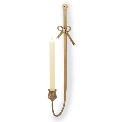 Gold Dainty Bow Taper Candle Wall Sconce