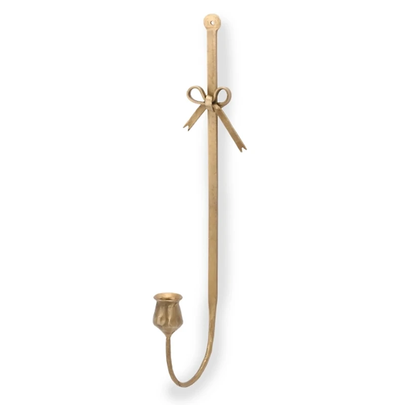 Gold Dainty Bow Taper Candle Wall Sconce