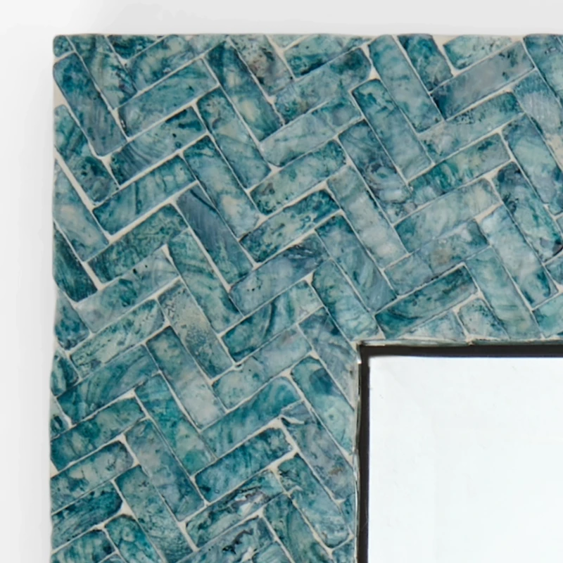 Blue Capiz Square Wall Mirror