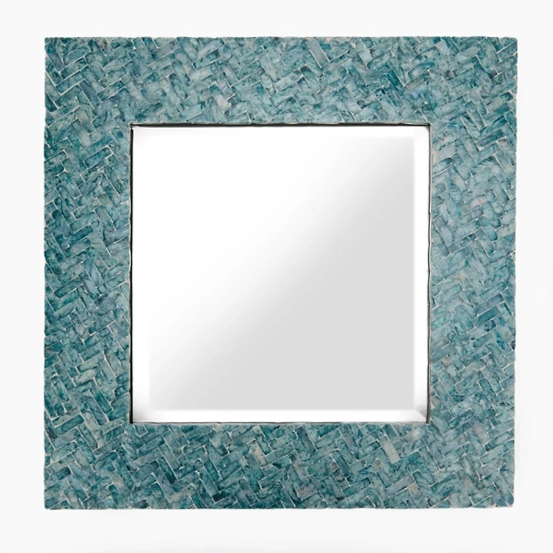 Blue Capiz Square Wall Mirror