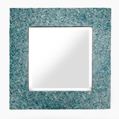 Blue Capiz Square Wall Mirror