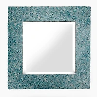 Blue Capiz Square Wall Mirror