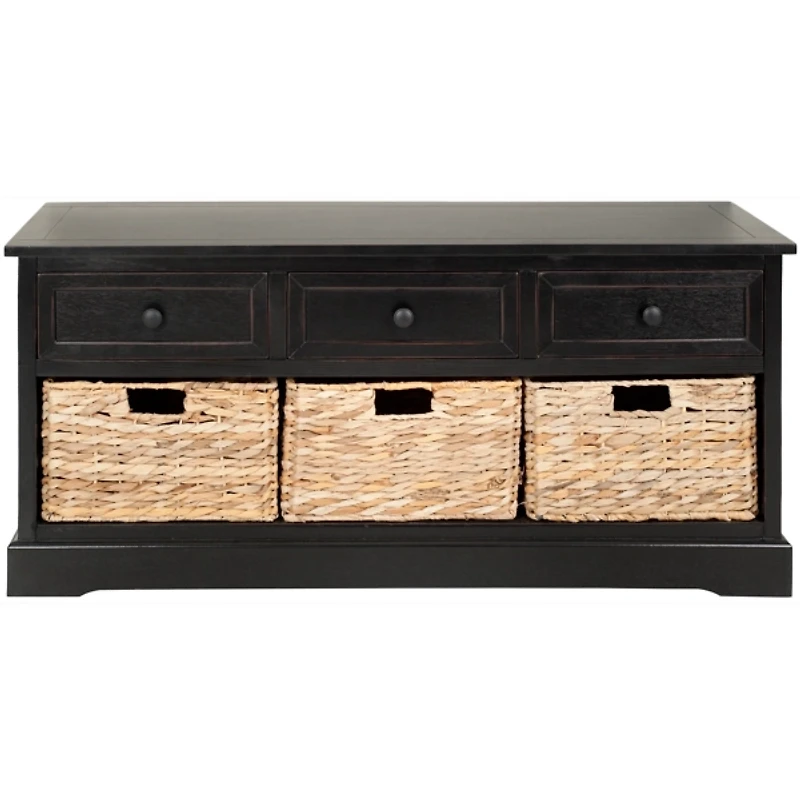 Distressed Black Suzelle Storage Bench