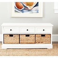 Distressed Cream Suzelle Storage Bench