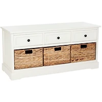 Distressed Cream Suzelle Storage Bench