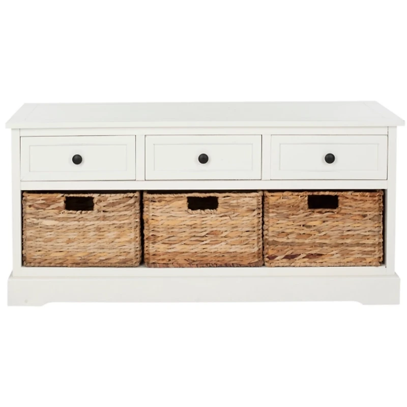 Distressed Cream Suzelle Storage Bench