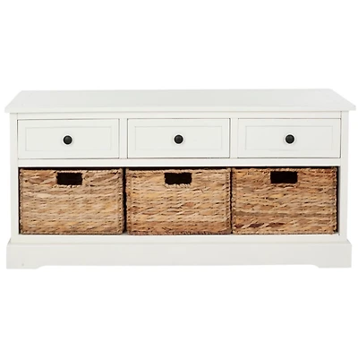 Distressed Cream Suzelle Storage Bench
