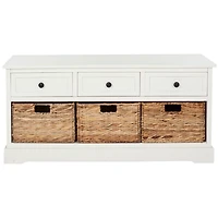 Distressed Cream Suzelle Storage Bench