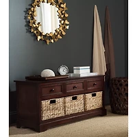 Dark Cherry Wood Suzelle Storage Bench